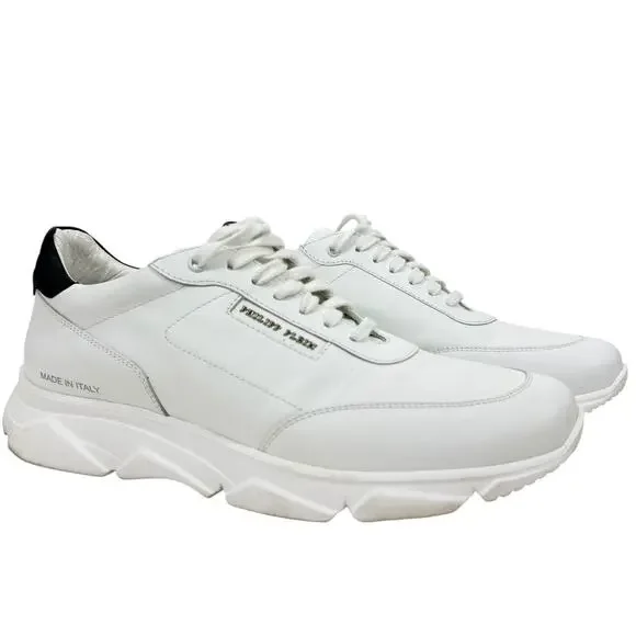 Philipp Plein Leather Low Top Sneakers Skulls White Size 44